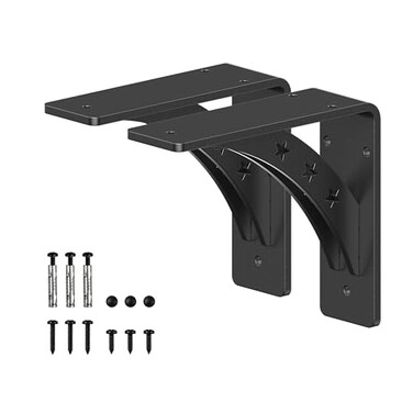 PICESA Heavy Duty Shelf Bracketsmax Load 900 LBSPremium Alloy Metal Mantel Brackets Set of 2 Fireplace Mantel Brackets Countertop Support Brackets Matte Black 6 inch x 5 inch
