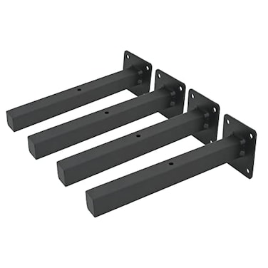 AddGrace Industrial Black Shelf Brackets 10 Inch L Brackets for Shelves Heavy Duty Floating Shelf Brackets Industrial Metal Shelf Support