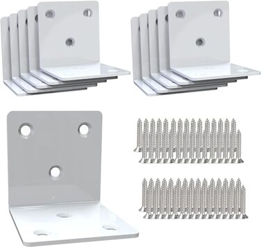 Aufuga White Stainless Steel Corner BracketJoint Right Angle BracketL Shape Heavy Duty Metal Corner Brace Hardware Brackets Supporter for Wood 20 2x2x2