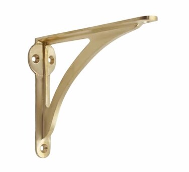 Stylentdecor STYLENT Decor Decorative Brass Shelf Bracket Heavy Duty and Antique Shelf Bracket for Shelving Modern L Shaped Design Brass Brushed 8 Inches