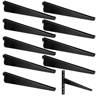 Yalikop 10 Pack Adjustable Shelf Brackets for Double Track System Closet Organization Heavy Duty Wire Shelf Brackets Black7 Inches