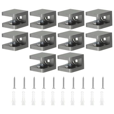 Uxcell Brass Glass Shelf Clamp 10Pcs for 58mm Thick Glass Adjustable Bracket Support Holder Black