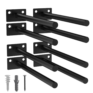 LEOPO Black 8Pack 8 inch Floating Shelf Brackets Hidden Shelf Bracket for Wood Concealed Blind Shelving SupportInvisible Coated Brackets for DIY DecorativeFit for Kitchen BathroomStudy Room
