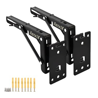 Smtalg Folding Shelf Brackets8 Inch Detachable Folding Bracket2 Pack Heavy Duty Wall Mounted Folding Brackets DIY L Detachable Folding Bracket for Workbench Folding Table Hinge