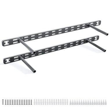 Craftersmark 2pcs Floating Shelf Bracket Heavy DutyDecorative Floating Shelf Hardware Hidden Black Metal Fireplace Mantel Brackets Without Jig 22X8X10 Without Tools