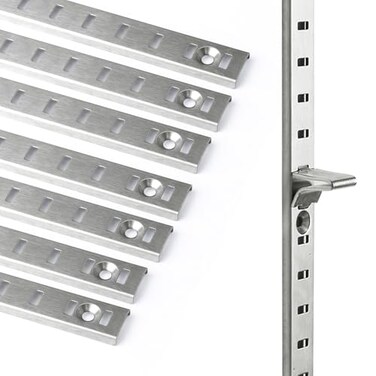 Bueyfolt 20 Sets 17 Inch Pilaster Shelf Brackets Adjustable Mortise Mount Shelf Rails with 3 Pilaster Clips and Screws for Wall Shelving System