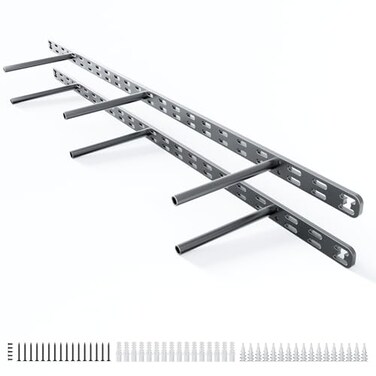 Craftersmark 2pcs Floating Shelf Bracket Heavy DutyDecorative Floating Shelf Hardware Hidden Black Metal Fireplace Mantel Brackets Without Jig 34X6X10 Without Tools