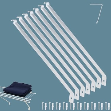 YOQVQOY 7 Pcs 12Inch Wire Shelving Support Bracket Set Complete Hardware Kit with Anchors and Pins Ideal Accessories and Parts for Installing Sturdy Closet Wire Shelves