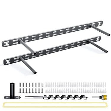 Craftersmark 2pcs Floating Shelf Bracket Heavy DutyDecorative Floating Shelf Hardware Hidden Black Metal Fireplace Mantel Brackets 22X4X10 with Tools