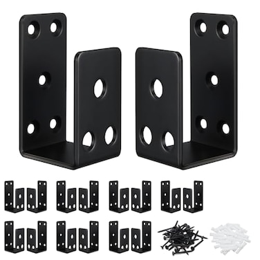 ASZUNE Heavy Duty Door Security Bar Brackets 16Pack Open Security Bar Holder U BracketsFits 2 x 4 Lumber for Door Brace Home Garage Barn ShedGate Security Black