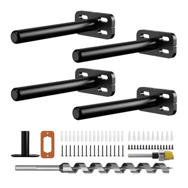 Crafterspirit 4pcs Wall Shelf Brackets Heavy Duty Floating Shelf Bracket HiddenInvisible Black Shelving Brackets Decorative Floating Shelf Hardware Heavy DutyMetal Shelf Support Bracket44pcs