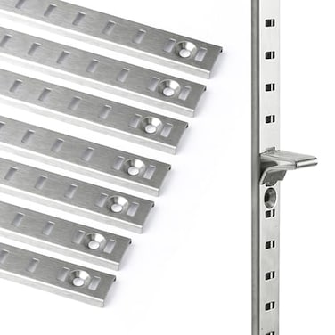 Bueyfolt 17Inch 8 Pcs Pilaster Shelf Brackets Adjustable Mortise Mount Shelf Rails with Screws for Wall Shelving System