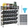 Skiileor Spice Rack Organizer with 28 Spice Jars Black LidsSpice Labels Chalk pen and Funnel Set for Cabinet Countertop Pantry Cupboard or Wall Mount