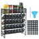 Skiileor Spice Rack Organizer with 28 Spice Jars Black LidsSpice Labels Chalk pen and Funnel Set for Cabinet Countertop Pantry Cupboard or Wall Mount