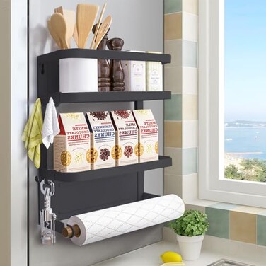 Dr.BeTree DrBeTree Magnetic Spice Rack for Refrigerator Magnetic Paper Towel Holder for Fridge Magnetic Shelf Magnetic Shelves Fridge Magnet Organizer Spice Rack Kitchen Organization Kitchen Storage B