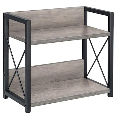 Giikin Countertop Shelf Organizer 2 Tier Kitchen Spice Rack for Countertop Wood Coffee Counter Shelf for Home Particle Board and Metal Grey Small