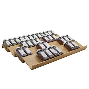 Angimio Bamboo Spice Rack Drawer Organizer 8 Pieces Set 11 Wide Per Piece Combine Pieces Into 22 Wide Rack 11 or 22