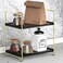 kaileyouxiangongsi 2Tier Kitchen Spice Rack Freestanding Stackable Organizer Shelf Bathroom Cosmetic Organizer Square Standing Rack GoldenBlack