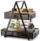 EKNITEY Tiered Snack Organizer Countertop Metal Kitchen Counter Organizer Small Coffee Station Organize for Home Picnic Office Black