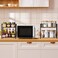 RUILALIFE 2 Tier Kitchen Counter Shelf Organizer Coffee Bar Station Organizer for CountertopSpace Saving Spice Rack Desk Shelf Riser Coffee Bar AccessoriesRustic Brown Medium