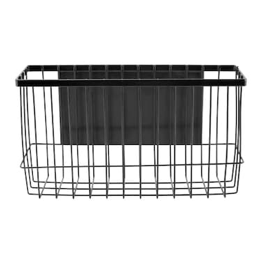HKZTUY Magnetic Fridge Organizer Basket Deep Wire Storage Bin with FullBack Magnet ToolFree Removable Shelf for Spices Foil Wrap Laundry Room and Locker Storage 11 lb Capacity