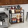 YINMIT Countertop Shelf OrganizerCoffee Bar AccessoriesSpice RackCoffee Counter Shelf2 Tier Coffee Organizer Station for MugsCupsCreamSyrupRustic BrownLarge
