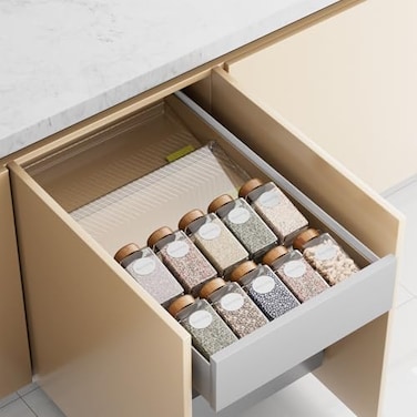 PanPanPal Spice Drawer Organizer 4 Pack Clear Seasoning Organizer Rack Expandable From 11 to 22 Wide Kitchen Spice Rack Organizers for Drawer Countertop Jars Not Included