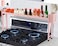Horynar Over Stove Shelf Stove Top Organizer Shelf for Kitchen with Extra Basket and Hooks Adjustable 27 to 32 Inches Pink Over the Sink Spice Rack for Countertop Pink