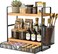 Harnidipa 2 Tier Spice Rack Organizer for Countertop with Drawer and Basket Suitable for Coffee Organizer Kitchen Counter Storage Bathroom Storage