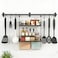 NADAMOO Spice Rack Wall Mount 2Tier Storage Shelf with Towel Bar Utensil Hanger with Hooks for Kitchen Bathroom Pantry Laundry Matte Black Heavy Duty Metal Organizer