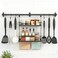 NADAMOO Spice Rack Wall Mount 2Tier Storage Shelf with Towel Bar Utensil Hanger with Hooks for Kitchen Bathroom Pantry Laundry Matte Black Heavy Duty Metal Organizer