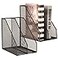 ASIFMTHOT 2 Set Magazine Holder Metal Wire 2 Compartments Mesh File Holder for Desk Office Desk Accessories Decorative File Box Black