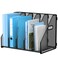 MINDEPOT Desk File Organizer Metal Desk Magazine Folder Holder with 5 Vertical Compartments Rack File Organizer for Office Home School Black