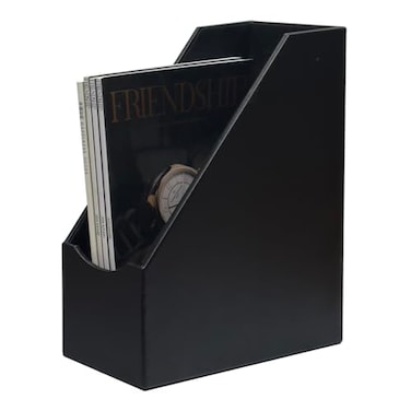 UnionBasic Magazine File Holder Leatherette Desktop Document Organizer Home Office Paper Holder File Storage Literature Sorter Black