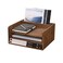 DDYURI Desk Organizer for File Folder Storage with 3 Paper Letter Tray 1 Vertical Compartment Wood Office Desktop Document Organizer Rack Filing Folder Mail Sorter Desk accessories Dark WJJ3KDK