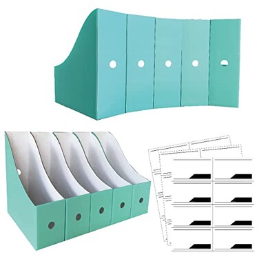 ANSSDO 24 Pack Teal Cardboard Magazine Holders Premium Magazine File Holder for Desk Foldable Large Volume Magazine File Organizer as Book Bins or Folder Holder for Office or School