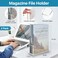 Boocalny 2 Pack Acrylic Magazine File Holder Clear A4 Vertical File Organizer with Handle Desk Organizer Magazine Document Rack Slim Vertical Folder Bin for Home Office School Supplies