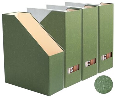 LifeSto Magazine Holder File Holder and Desk Organizer Paperboard Book Organizer and Storage Box for Documents Magazine Holder Rack for Classroom Home and Office Leaf Green 4Pack