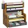 DAOUTIME 6Tier Mesh Desk Organizer with Drawer Wooden Office Organizer for Papers Folders Office Supplies Sturdy Desktop File Holder with 2 Pen Holders Space Saving Home Office Accessories