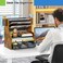 DAOUTIME 6Tier Mesh Desk Organizer with Drawer Wooden Office Organizer for Papers Folders Office Supplies Sturdy Desktop File Holder with 2 Pen Holders Space Saving Home Office Accessories
