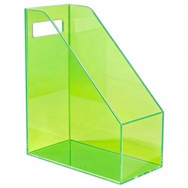 Mutellstory Acrylic Magazine Rack Desk File Holder Organizer for Office Desktop Vertical Magazine Storage Box 12 x 10 x 5 Neon Gren