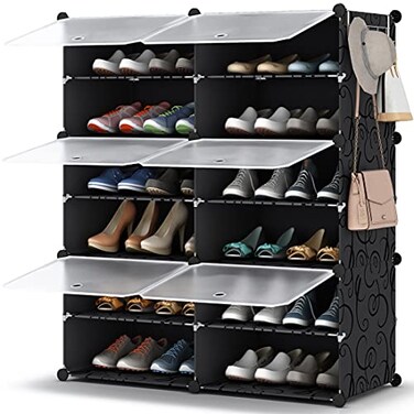 HOMIDEC Shoe Rack Organizer 6 Tier Storage Cabinet 24 Pair Plastic Shoe Shelves for Closet Hallway Bedroom Entryway