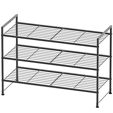 Simple Houseware 3Tier Stackable Shoes Rack Storage Shelf Black