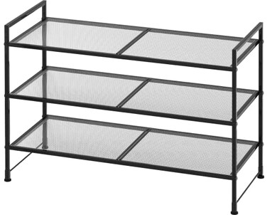 Simple Houseware 3Tier Stackable Mesh Shoe Rack Black