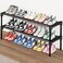 SAN HE Long Shoe RackShoe Organizer 2 Tier Shoe Rack for Closet Front Door Entryway Garage Stackable Free Standing and Freely Combinable Shoe Storage Space Saving Small Shoe Shelves