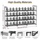 DYJIEKAI 3 Row 4 Tier Long Shoe Rack Black Metal Stackable Shoe Shelf with Multifunctional Hooks Shoe Storage Hold 2430 Pairs Space Saving Shoe Organizer for ClosetWide Shoe Rack
