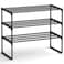 SONGMICS Shoe Rack 3Tier Shoe Organizer Metal Storage Shelf Upright or Upside Down for 812 Pairs Stackable for Entryway 118 x 268 x 217 Inches Black ULSA203B01
