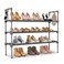 LANTEFUL 3 Tier Shoe Rack for Closet Shoe Organizer with 5 Hooks Long Shoe Shelf Storage for Shoe and Boot Stackable Free Standing Shoe Rack for Entryway Garage Small Spaces Dorm Grey