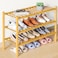 Smiry Bamboo Shoe Rack for Closet 3 Tier Wooden Shoe Organizer Stackable Wood Shoe Storage Shelf for Entryway 14 Vertical Slats Onepiece HeavyDuty Legs 2677x1102x1831 Natural