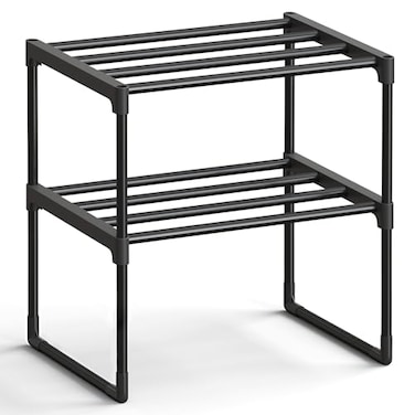 SONGMICS Shoe Rack 2Tier Shoe Organizer Metal Storage Shelf Upright or Upside Down for 36 Pairs Stackable for Entryway 118 x 167 x 148 Inches Black ULSA002B01